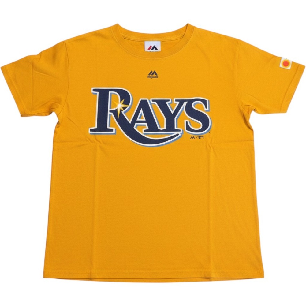 Majestic Tampa Bay Rays Youth T-Shirt Yellow Suncoast‎ Sponsor Kids Medium M